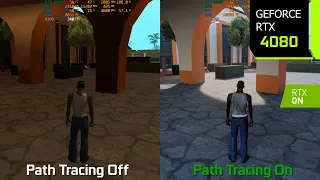 GTA San Andreas Path Tracing with RTX Remix On vs Off - Graphics/Performance Comparison | RTX 4080