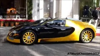 Bugatti Veyron 16.4 Bijan Edition Black and Yellow with Chrysler Prowler