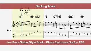 Joe Pass Guitar Style Book - Blues Exercises No 2 W TAB - BACKING TRACK