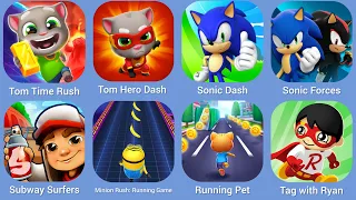 Tom Time Rush, Tom Hero Dash, Sonic Dash, Sonic Forces, Subway Surfers, Minion Rush, Running Pet