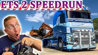 ETS 2 Speedrun - 1500PS im VOLVO FH16 und Tieflader: 20 TONNEN Kettenbagger - Euro Truck Simulator 2