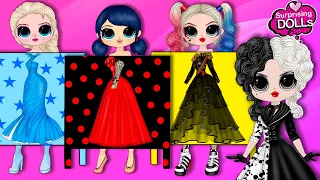 Ladybug, Elsa, Harley Quinn School Prom Dress Designed by Cruella de Vil - DIY Paper Dolls & Crafts