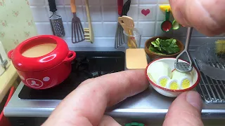 Re-ment mini kitchen | Potato Egg Salad | Miniature Cooking | Mini Toy food cooking