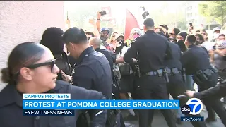 Protesters clash with police at pro-Palestinian demonstration outside Pomona College graduation