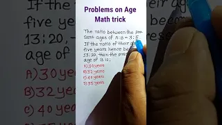 Problem on age in Hindi | Ages| Problems on Age Short Trick in Hindi | Math Trick| #shorts