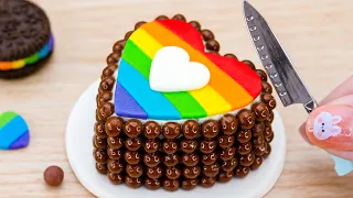 So Tasty Miniature Heart Chocolate Cake Decorating - Easy Tiny Rainbow Chocolate Dessert Repice