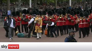 Protesters carried away by police at the start of Trooping the Colour