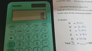 Casio MS-20UC % Total & % Different Calculations