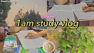 1am study vlog🌿✨|| 11th grader edition || studying chemistry, coffee, beautiful morning,early morn☀️