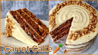 Carrot Cake | Carrot Cake with Cream Cheese Frosting | Carrot Cake Recipe | Soft and Moist Cake