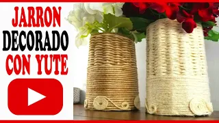 ✅ Cómo Hacer Un Florero Con CUERDA de YUTE ♻️ (FACIL!)  MANUALIDADES CON CUERDA 🤗DECORAR LA CASA