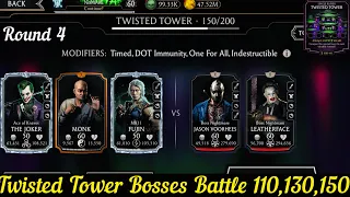 Twisted Normal Tower Bosses Battle 110 , 130 & 150 Fight + Reward | MK Mobile