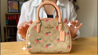 ASMR Coach Strawberry Satchel Handbag 🍰🍓 | Whispering, tapping, & zipper sounds