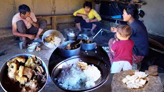 Rita is cooking buff soup curry & rice || Natural village cooking recipe ||