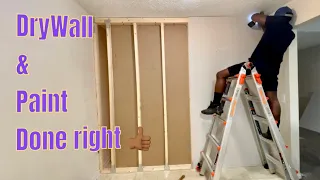 How to build a wall & add extra room to home DIY. Part 2 DryWall & Paint 🎨