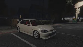 GTA V night drive in a Honda Civic EK9 | Steering Wheel Gameplay