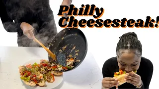 Brit tries to make a Philly cheesesteak for the first time!