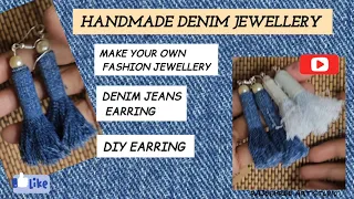 Handmade Denim Earring/DIY Earring/Trendy Earrings Making from Old Jeans
