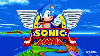 Sonic Mania’s title screen with Sonic and the Fallen Star’s title theme