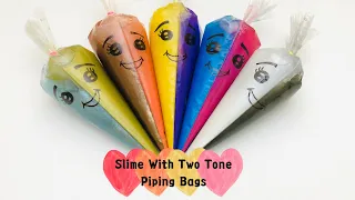 Make Glossy Slime with Funny Two Tone Piping Bags | Satisfying Glossy Slime Videos , ASMR SLIME