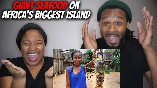 🇲🇬GIANT SEAFOOD on Africa’s Biggest Island! Americans Reacts"Catch & Cook with Primitive Technology!