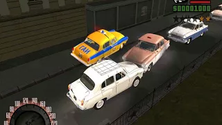 GTA Криминальная Россия - short car chase scene - Москвич 407 и ГАЗ-21 против полиции в 1960-х годах
