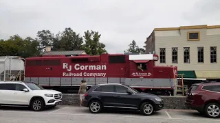 RJ Corman Jett Switcher local heading east bound on the Old Road Subdivision at Midway KY