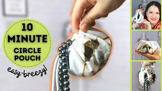 10 minute CIRCLE POUCH sewing tutorial! Beginner friendly + great for fabric scraps!