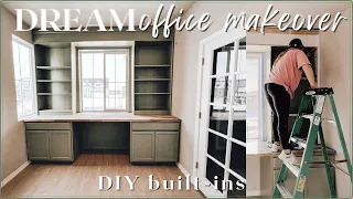 EXTREME HOME OFFICE RENOVATION! part 1: DIY custom built-in desk & bookshelves // 2023 home updates!