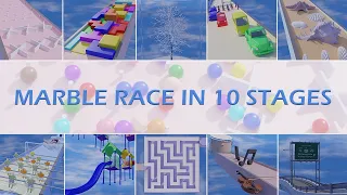 Marble Race 3D in 10 Stages | 10 Colors Marble Race Tournament | Uncle Bee TV