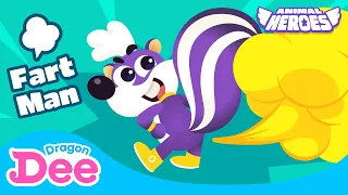 Fart Man Skunk | Help! Animal Heroes! 🚨 | Dragon Dee Songs for Children