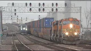 4K: BNSF & METROLINK / AMTRAK TRAINS THROUGH LOS ANGELES (March 2024)