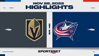 NHL Highlights | Golden Knights vs. Blue Jackets - November 28, 2022