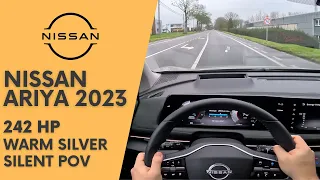 Nissan Ariya 2023 87 kWh in Warm Silver, Silent POV test drive and review