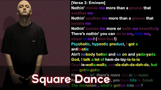 Eminem on Square Dance- Rhymes Highlighted