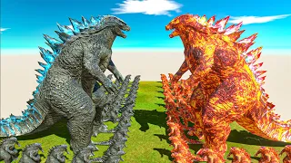 Legendary Godzilla War - Growing Up Godzilla 2014 VS Fire Burning Godzilla, Size Comparison Godzilla