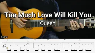 Too Much Love Will Kill You - Queen - Fingerstyle Guitar Tutorial TAB + Chords + Lyrics