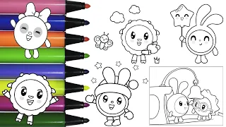 №194 BabyRiki coloring book ✨ We color Krashy, Chichi, Wally, Pandy, Rosy  BabyRiki cartoon 🟣🟡🟢