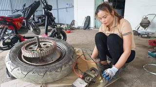 TIMELAPSE:Repairs and Restores Complete Electric Motorbike, 4 Stroke Engine Motorbike - Genius girl