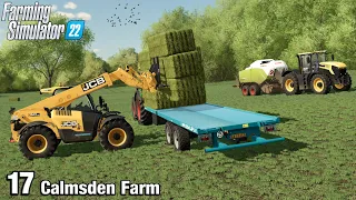 BALING AND LOADING HAY WITH JCB EQUIPMENT  - Farming Simulator 22 FS22 Calmsden Farm Ep 17