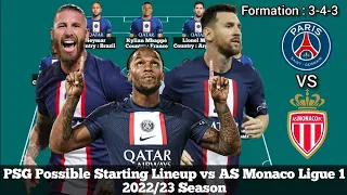 PSG Possible Starting Lineup ► vs AS Monaco Ligue 1 2022/23 Season ● HD