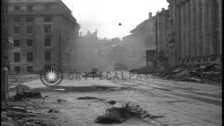 German soldier surrenders to US soldier and a tank explodes in Cologne, Germany. HD Stock Footage