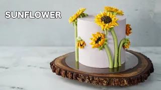 How to make 3D sunflower cake [ Cake Decorating For Beginners ]