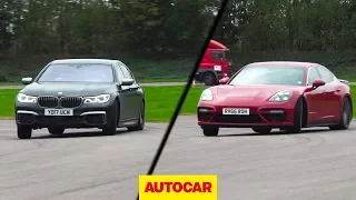 BMW M760Li vs Porsche Panamera Turbo | Drag race, drifted, driven on road | Autocar