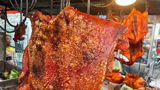 Amazing !!  Khmer food  roasted pork belly & roast duck hanging || Cambodia Street food