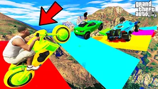 FRANKLIN TRIED THE IMPOSSIBLE MOUNTAIN ROAD PARKOUR RAMP CHALLENGE GTA 5 | SHINCHAN and CHOP