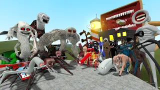 ALL THOMAS AND FRIENDS vs ALL TREVOR HENDERSON CREATURES!! Garry's Mod Sanbox