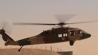 Afghan Air Force new UH-60's take-off on first mission 5/8/2018