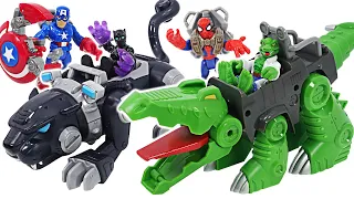 Marvel Avengers Spider-Man, Black Panther machine VS villain crocodile Machine! | DuDuPopTOY