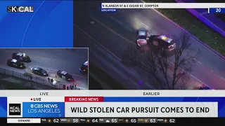 Wild stolen car pursuit finally comes to an end after fifth PIT maneuver proves successful